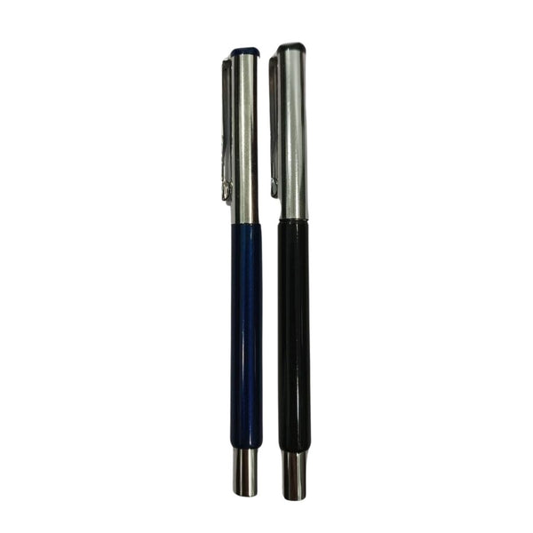 Blue & Black Ball Pen Combo – Silver Cap | 0.6mm Ink | BallPenBazaar