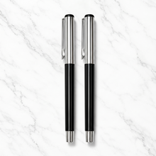 Combo of 2 Openable Cap Ball Pens – Glossy Black Finish | Silver Cap