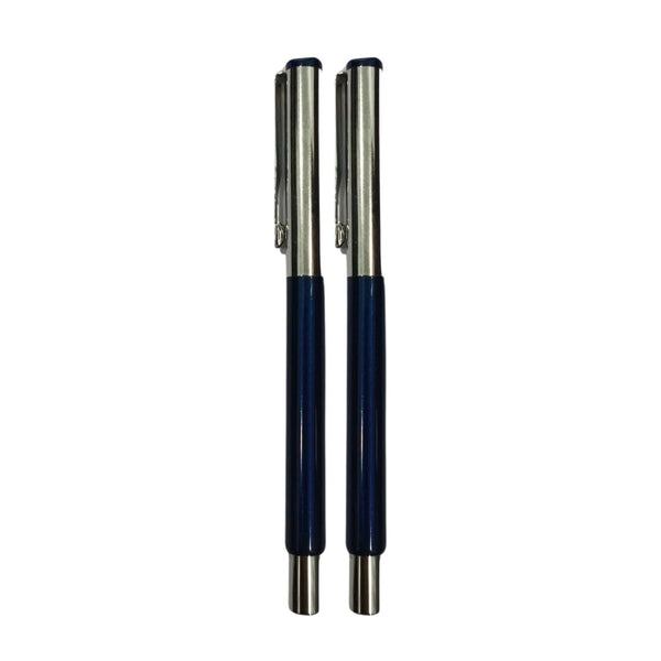 Glossy Blue Ball Pen Combo – Silver Cap | 0.6mm Ink | BallPenBazaar