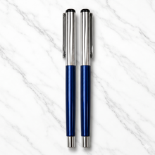 Ballpen Bazaar Metallic Glossy Blue Ball Pen Set of 2 with Silver Cap Openable Mechanism | Smooth Blue Ink Premium Writing Pens