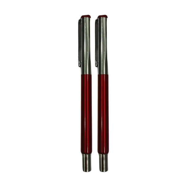 Glossy Red Ball Pen Combo – Silver Cap | 0.6mm Ink | BallPenBazaar