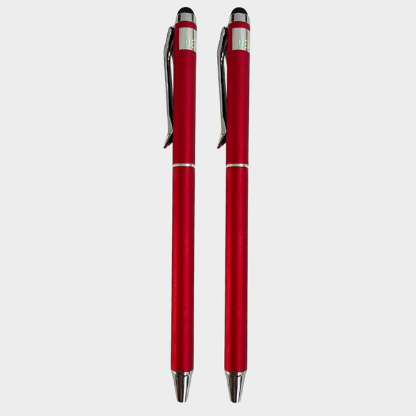 Combo of 2 Red Stylus Twist Ball Pens – Glossy Finish | Twist Mechanism