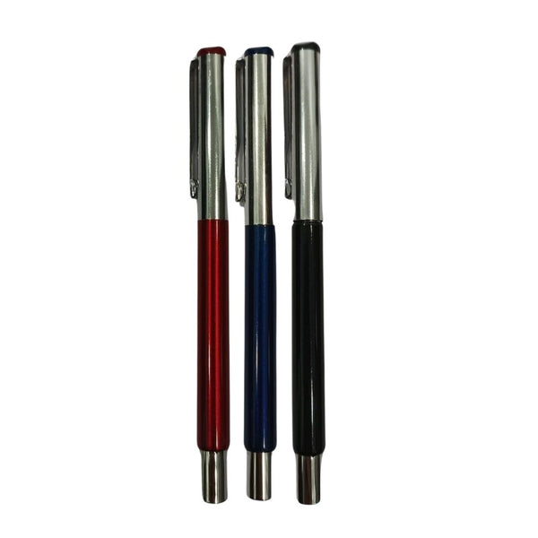 Red, Blue & Black Ball Pen Combo – Silver Cap | BallPenBazaar
