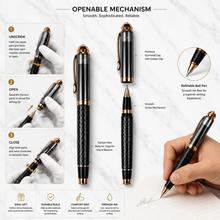 Designer Black Body Ball Pen with Gunmetal Cap & Golden Clip – Openable...