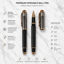 Designer Black Body Ball Pen with Gunmetal Cap & Golden Clip – Openable...