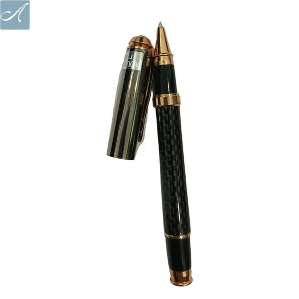 Designer Black Ball Pen – Gunmetal Cap, Golden Clip | BallPenBazaar