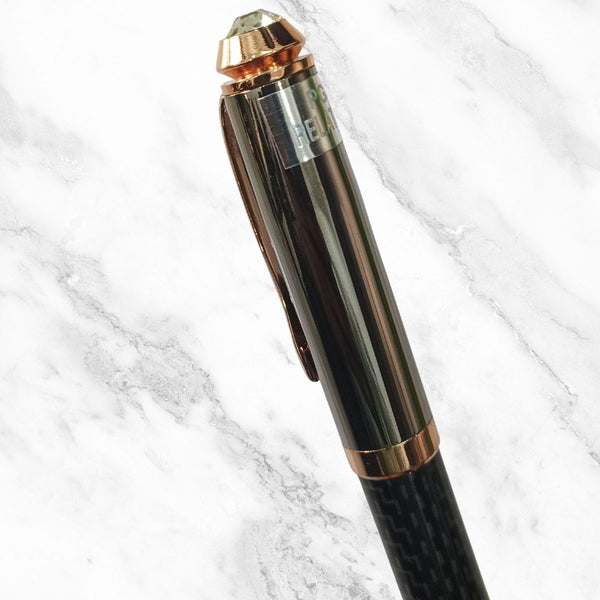 Designer Black Body Ball Pen with Gunmetal Cap & Golden Clip – Openable Mechanism | Black Ink