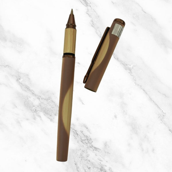 Designer Wooden Ball Pen – Brown Clip Blue Ink | BallPenBazaar