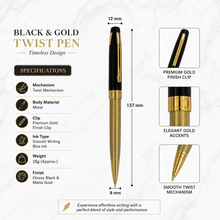 Elegant Black and Gold Twist Pen – Timeless Design | Smooth Black Ink Flow