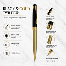 Elegant Black and Gold Twist Pen – Timeless Design | Smooth Black Ink Flow