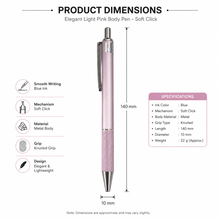 Light Pink Soft Click Pen – Black Ink Jotter Refill