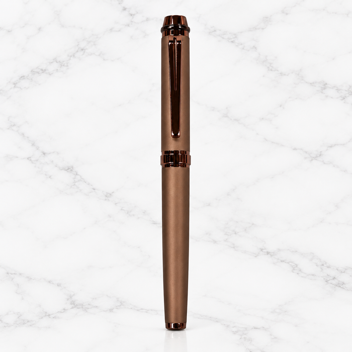 Matt Brown Openable Ball Pen with Glossy Brown Clip | Blue Ink | 1 Extra Refill