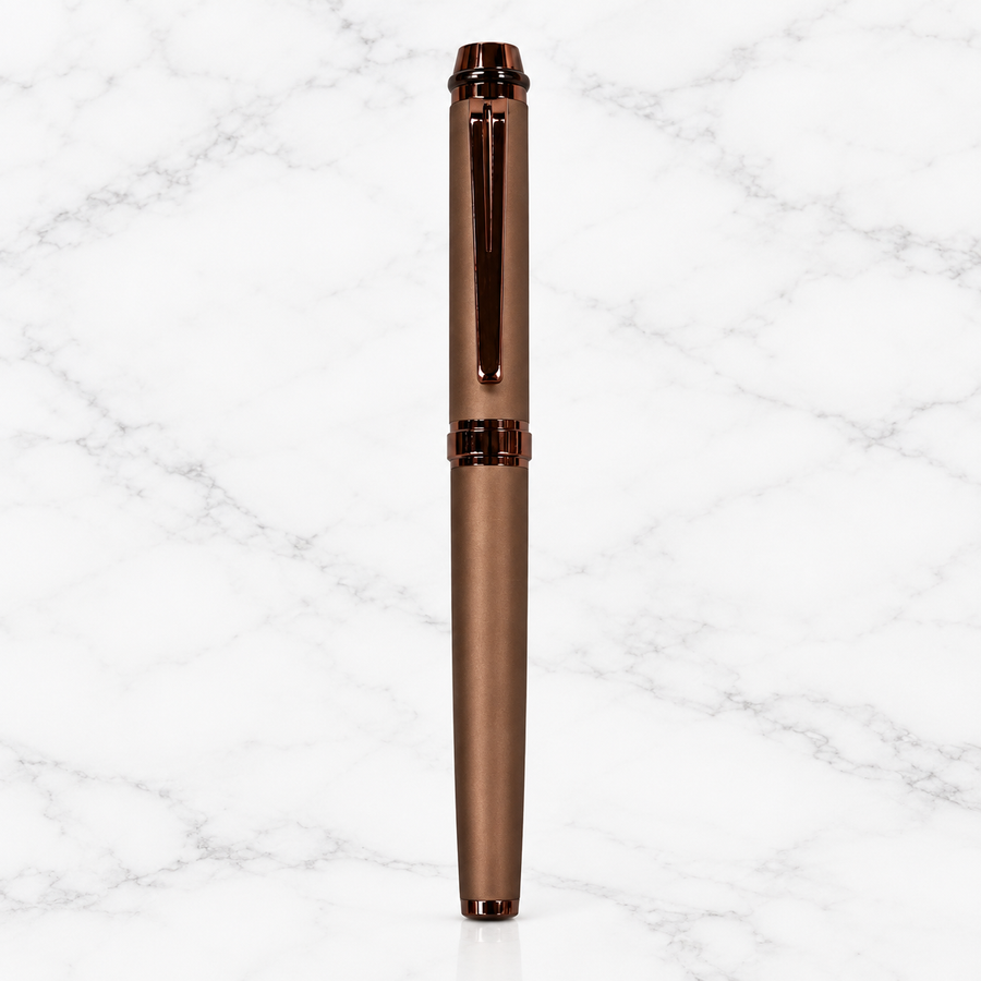 Matt Brown Openable Ball Pen with Glossy Brown Clip | Blue Ink | 1 Extra Refill