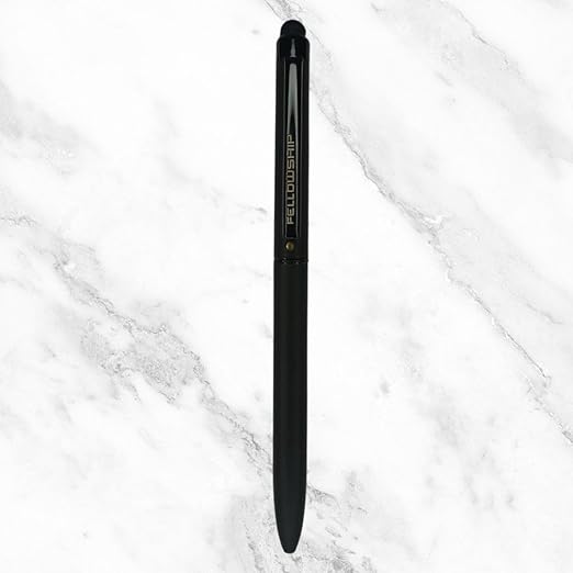 Fellowship's 2-in-1 Mobile Touch Matte Black Pen – Twist Mechanism | Dual Ink (Blue & Red) Ballpoint Pen