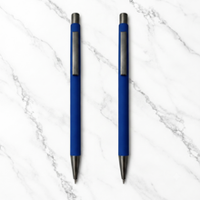 Ballpen Bazaar Matt Black Ball Pen Set of 2 with Gunmetal Clip Click Mechanism Blue Ink Includes 2 Extra Refills