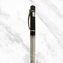 Glossy Black Ball Pen with White Diamonds – Gold Clip | Blue Ink | BallPenBazaar
