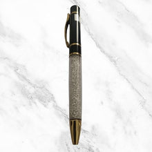 Glossy Black Ball Pen with White Diamonds – Gold Clip | Blue Ink | BallPenBazaar