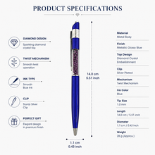 Glossy Blue Diamond Pen – Shimmering Design