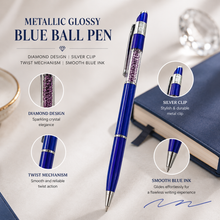 Glossy Blue Diamond Pen – Shimmering Design