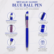 Glossy Blue Diamond Pen – Shimmering Design