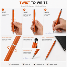 Glossy Orange Stylus Twist Ball Pen – Blue Ink | BallPenBazaar