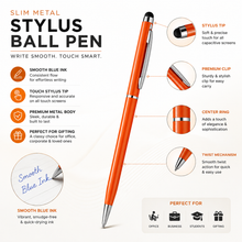 Glossy Orange Stylus Twist Ball Pen – Blue Ink | BallPenBazaar