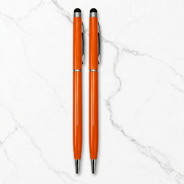 Glossy Orange Color Stylus Ball Pen – Twist Mechanism | 0.6mm Blue Ink