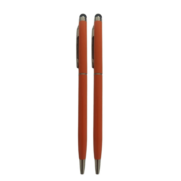 Glossy Orange Stylus Twist Ball Pen – Blue Ink | BallPenBazaar