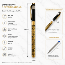 Gold and Black Designer Ball Pen – Openable Mechanism | Smooth Writing Blue Ink
