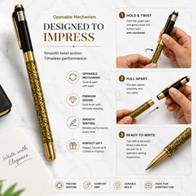 Gold and Black Designer Ball Pen – Openable Mechanism | Smooth Writing Blue Ink