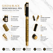Gold and Black Designer Ball Pen – Openable Mechanism | Smooth Writing Blue Ink
