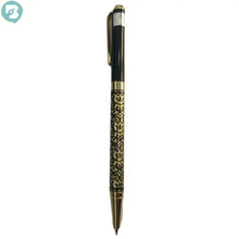 Golden & Black Engraved Pen – Elegant Twist Mechanism, Smooth Black Ink.