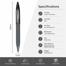Gun Metal Leather Finish Grip Ball Pen – Premium Twist Mechanism | Black Ink