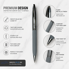 Gun Metal Leather Finish Grip Ball Pen – Premium Twist Mechanism | Black Ink