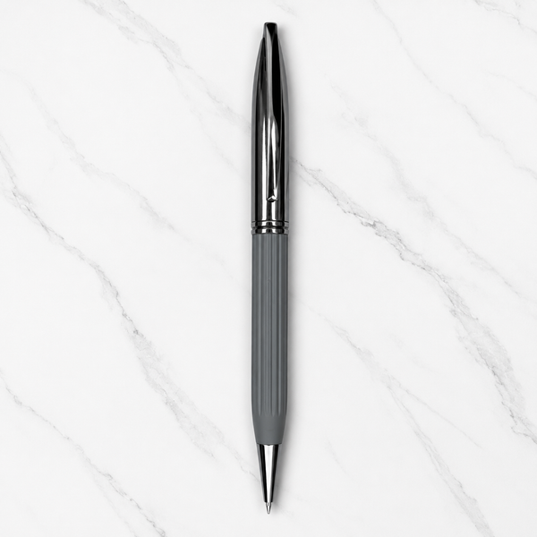 Gun Metal Leather Finish Grip Ball Pen – Premium Twist Mechanism | Black Ink