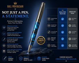 Gunmetal Designer Blue Ball Pen – Blue Ink | BallPenBazaar