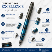 Gunmetal Designer Blue Ball Pen – Blue Ink | BallPenBazaar