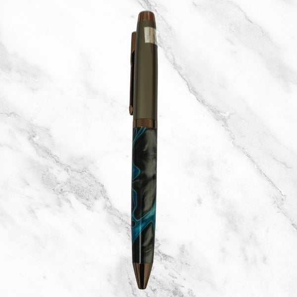 Gunmetal and Designer Blue Ball Pen – Twist Mechanism | Smooth Writing with Glycer 0.6mm Blue Ink