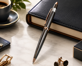 Gunmetal and Gold Twist Ball Pen – Black Ink | Premium Luxury Writing Pen