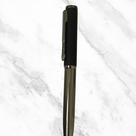Gunmetal and Silver Ball Pen – Twist Design | Effortless Writing with Glycer 0.6mm Blue Ink