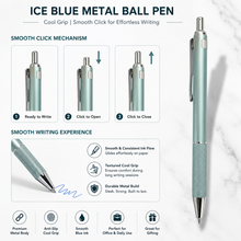 Ice Blue Metal Ball Pen – Cool Grip | Smooth Click for Effortless Writing