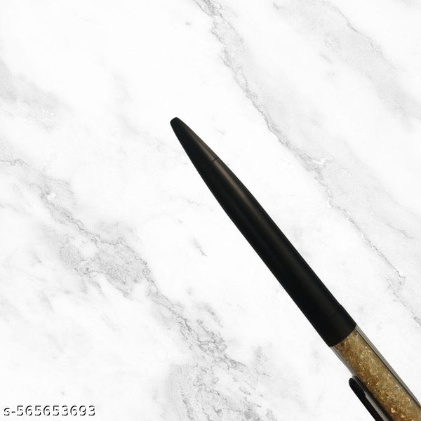 Innovative Personalized Gold Flake Roller Ball Pen | Premium Metal Black Body