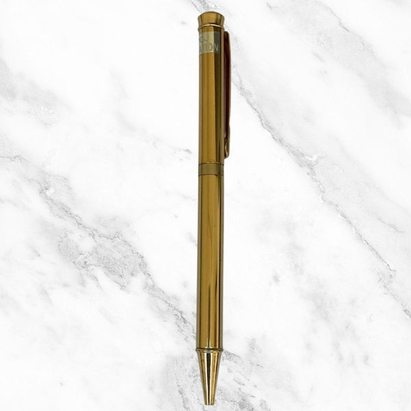 Luxury Gold Body With Diamond Top Ball Pen – Twist Mechanism | Blue Ink | Glossy Metallic Finish