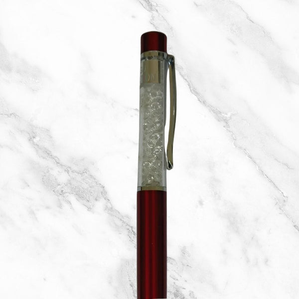 Maroon Ball Pen with White Diamond Top – Blue Ink | BallPenBazaar