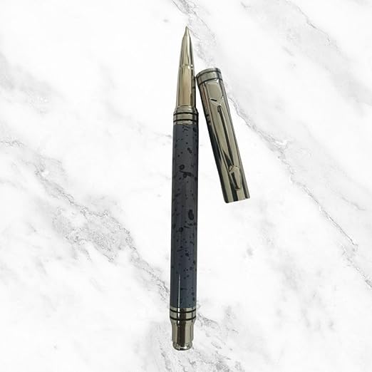 Marble Color Ball Pen with Silver Cap – Elegant Openable Design | Smooth Writing Blue Ink