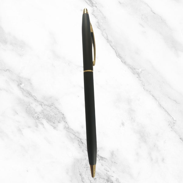 Matt Black Ball Pen – Twist Mechanism | Gold Clip | Smooth Blue Ink