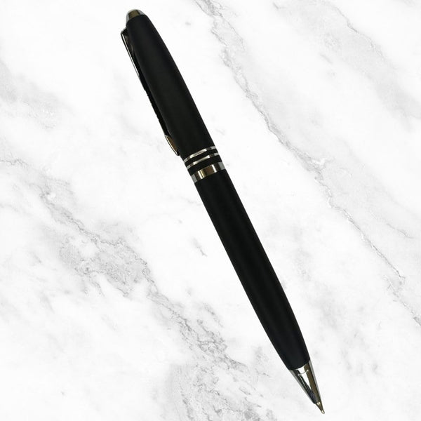 Matt Black and Silver Ball Pen – Blue Ink | BallPenBazaar
