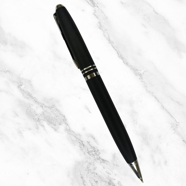 Matt Black and Silver Ball Pen – Blue Ink | BallPenBazaar
