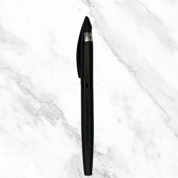 Matt Black Ball Pen with Glossy Black Grip – Blue Ink | BallPenBazaar