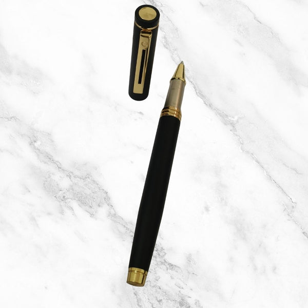 Matt Black Ball Pen – Gold Clip | Openable | Smooth Blue Ink | BallPenBazaar
